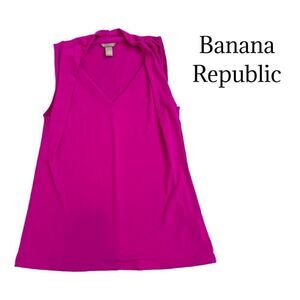 BANANA REPUBLIC Wild Orchid V-neck sleeveless tunic top Sz M EUC
